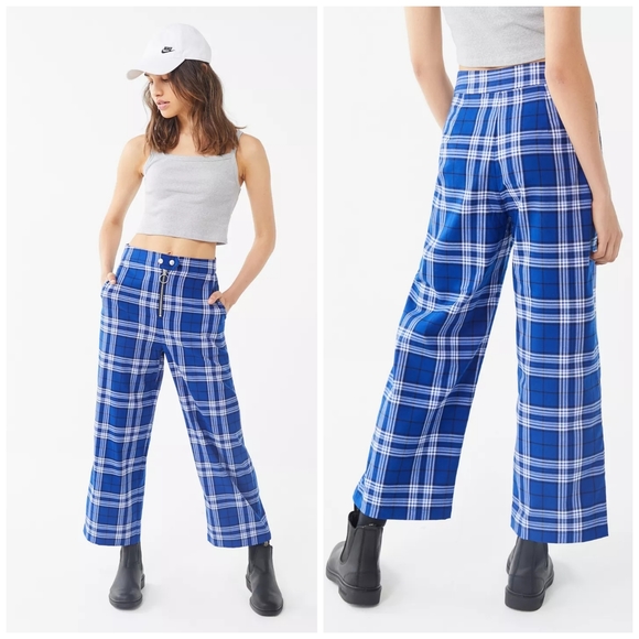 Urban Outfitters Pants - UO Daisy plaid zip front wide leg pants 8